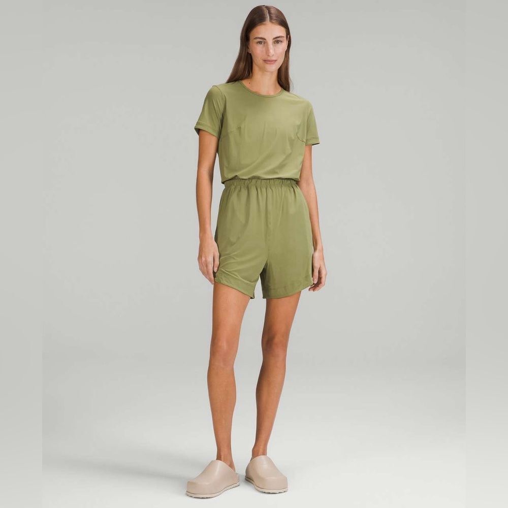 lululemon athletica Lightweight High-Neck Open Back Romper in Bronze Green
